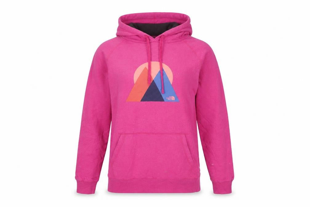 The North Face Womens Pink Pullover Hoodie Size L Cotton Blend