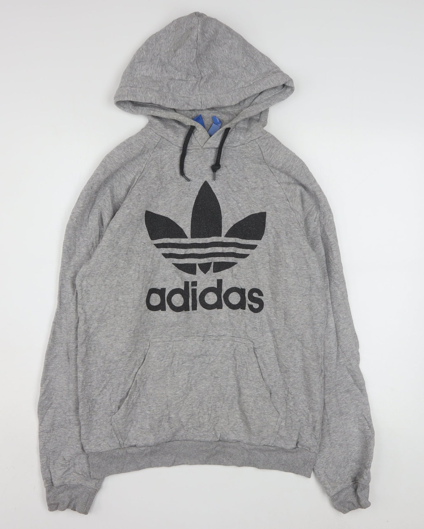 Adidas Mens Grey Pullover Hoodie M Graphic Logo Sportswear