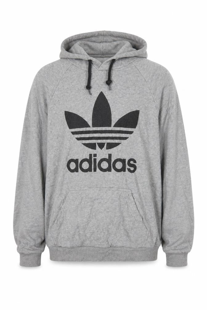 Adidas Mens Grey Pullover Hoodie M Graphic Logo Sportswear