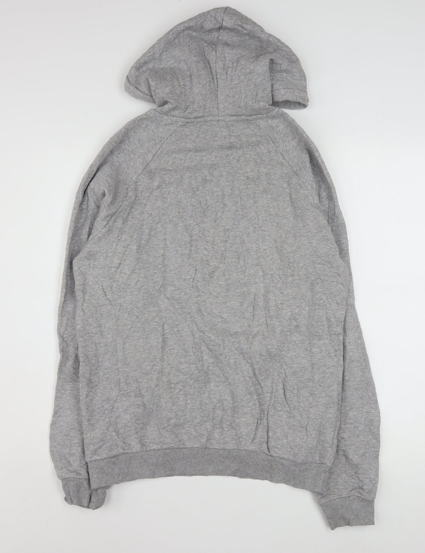 Adidas Mens Grey Pullover Hoodie M Graphic Logo Sportswear
