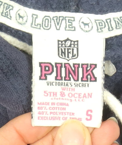 Victoria's Secret PINK Women Navy Full Zip Hoodie S Seahawks NFL 76 Cotton Blend