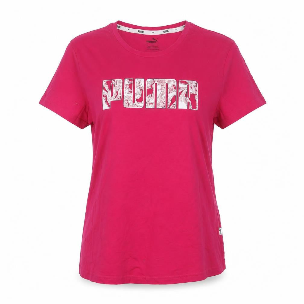 Puma Womens Pink Basic Crew Neck Short Sleeve T-Shirt Size L