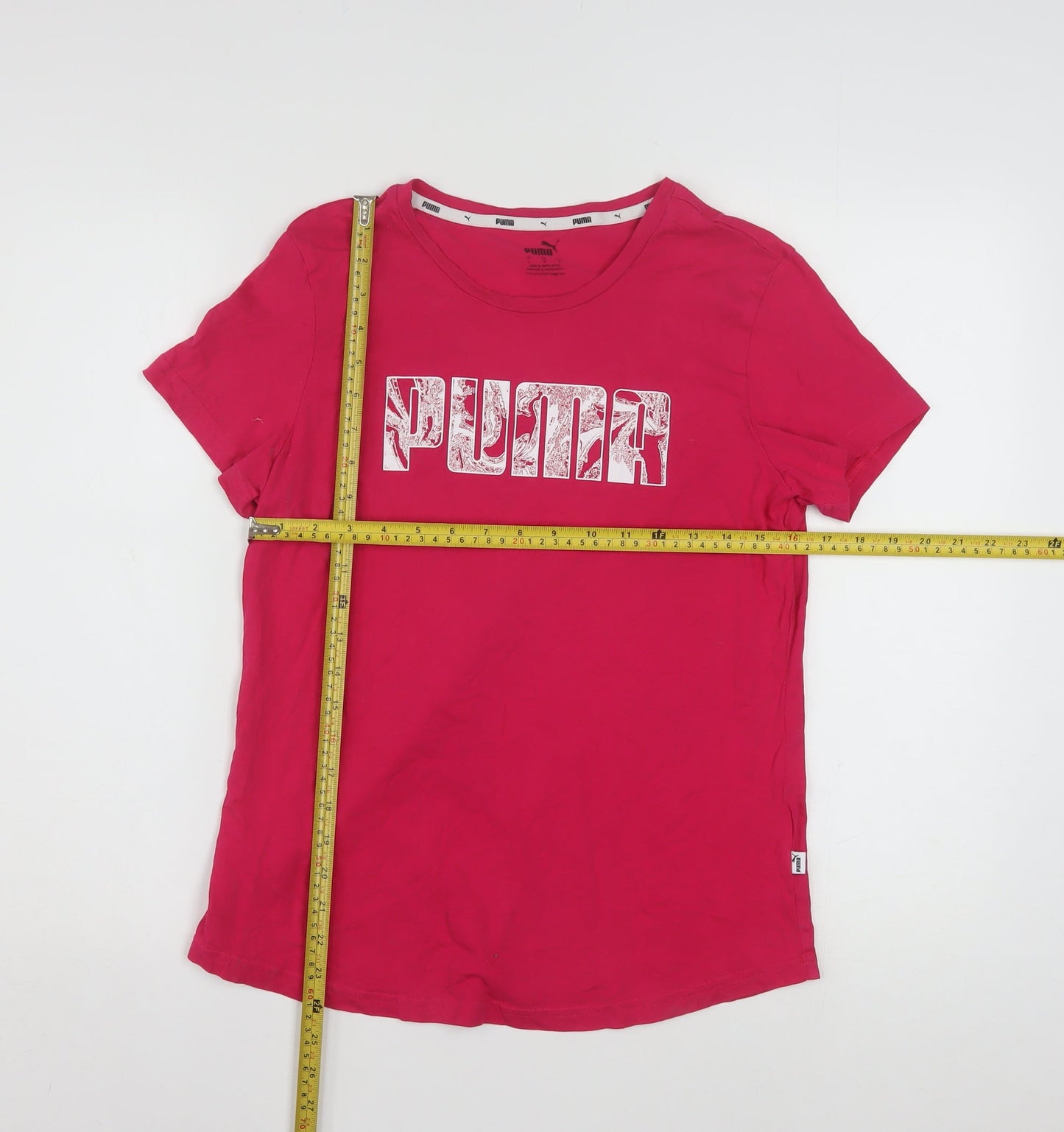 Puma Womens Pink Basic Crew Neck Short Sleeve T-Shirt Size L