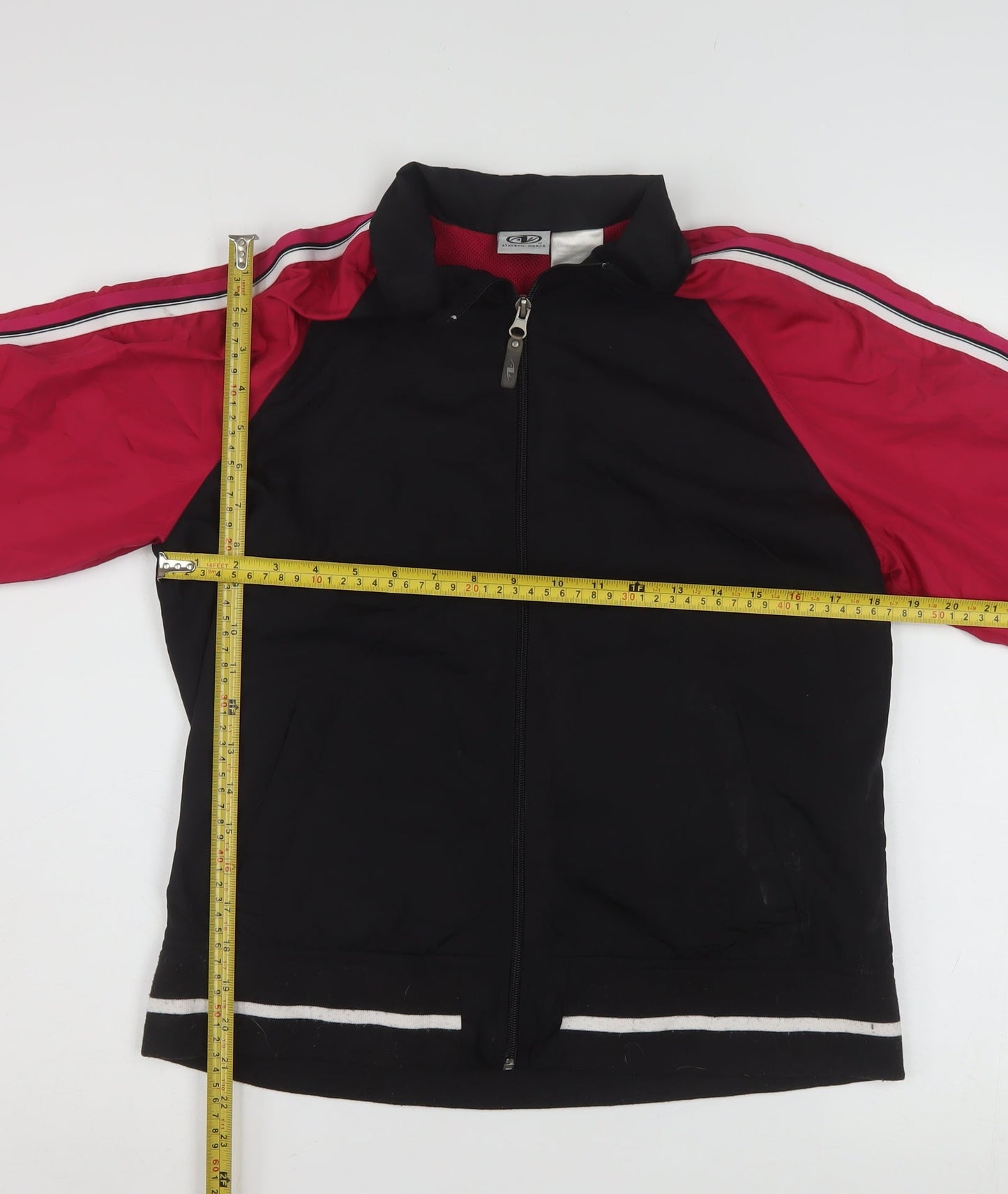 Athletic Works Women’s Black Red Bomber Jacket Size 10 Zip Sports Style
