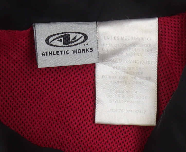 Athletic Works Women’s Black Red Bomber Jacket Size 10 Zip Sports Style