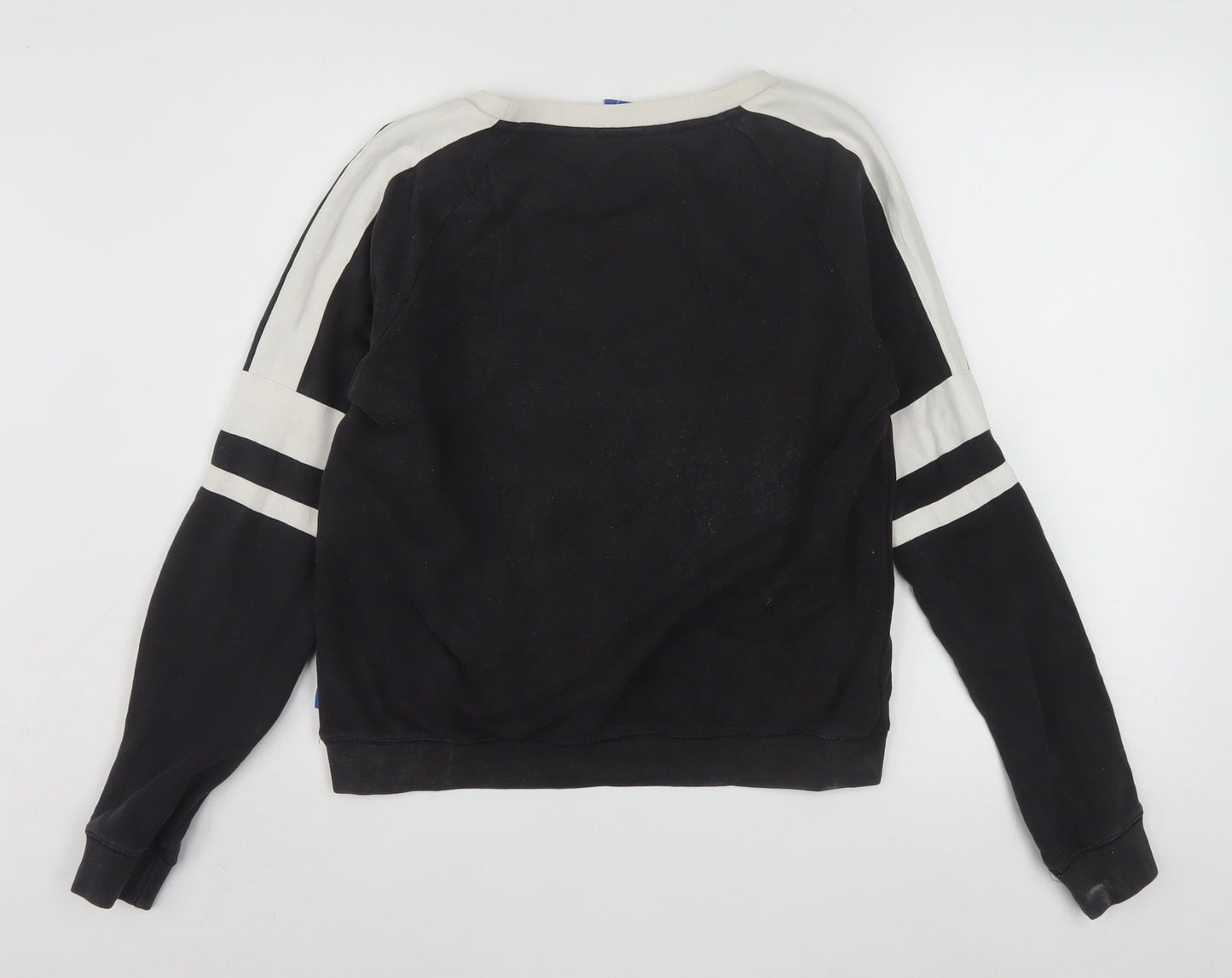 Adidas Women Black Beige Logo Crew Neck Long Sleeve Sweatshirt Size 10