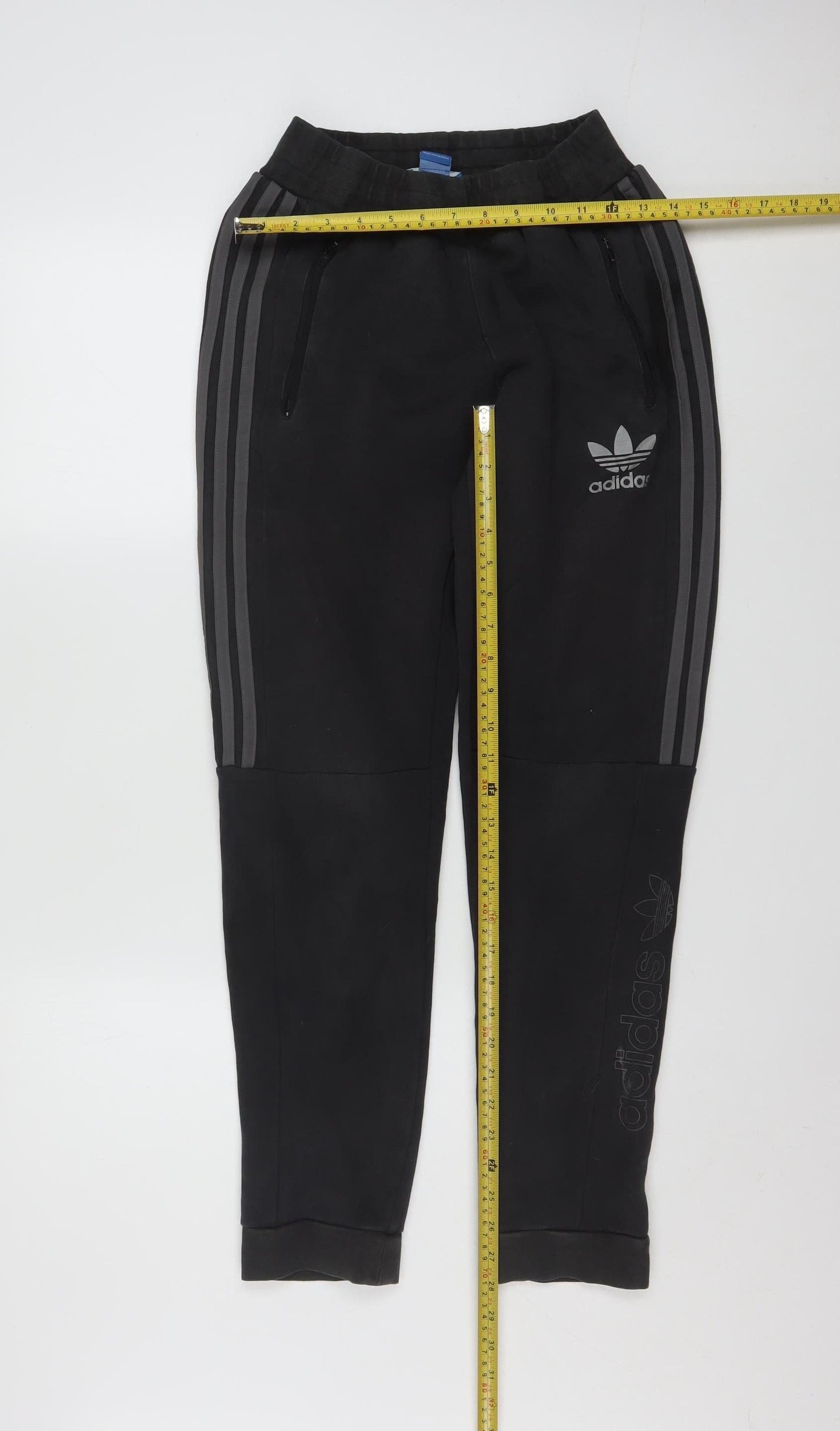 Adidas Men’s Black Jogger Trousers Size S Tapered Fit with Zip Pockets