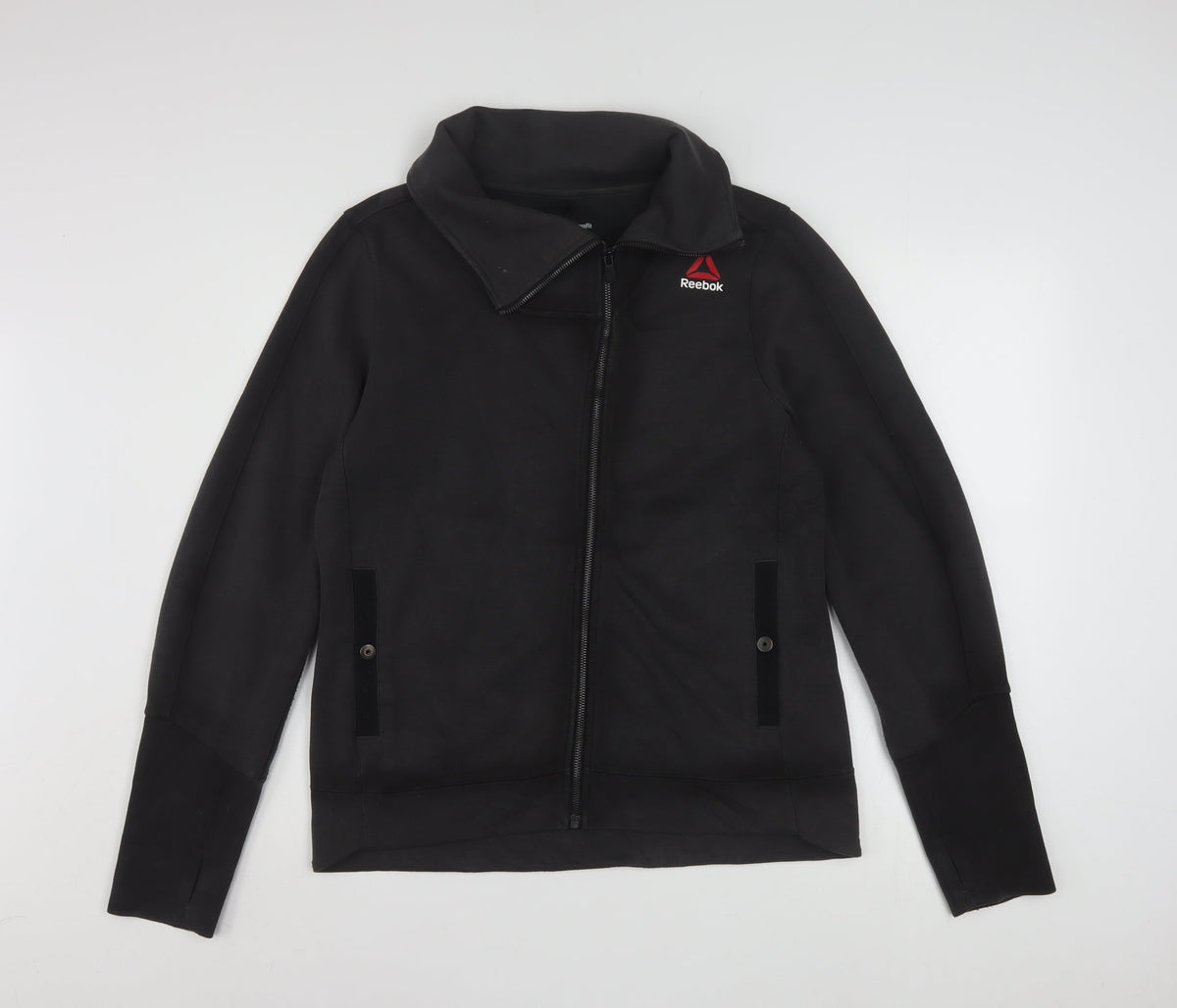 Reebok Womens Black CrossFit Track Jacket Size M Full Zip Activewear