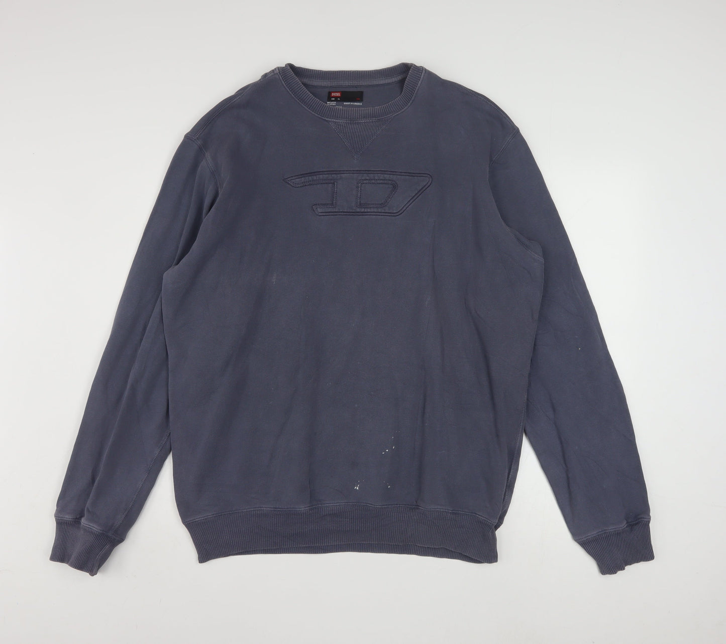 Diesel Men's Blue XL Pullover Sweatshirt Crew Neck Logo Cotton
