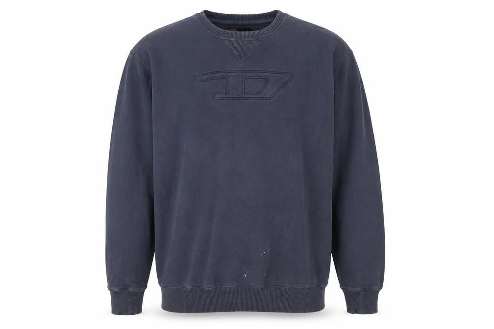 Diesel Men's Blue XL Pullover Sweatshirt Crew Neck Logo Cotton