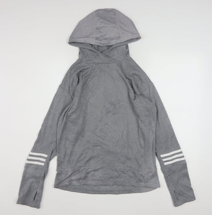 Additional front view of Adidas Women’s Grey Hooded Pullover Sweatshirt, size UK 12-14, Response