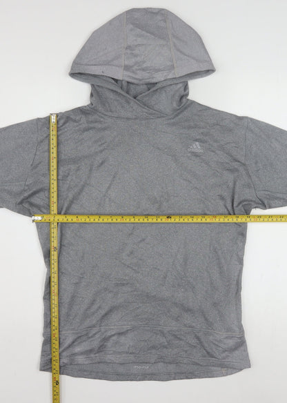 Back view of Adidas Women’s Grey Hooded Pullover Sweatshirt, size UK 12-14, Response