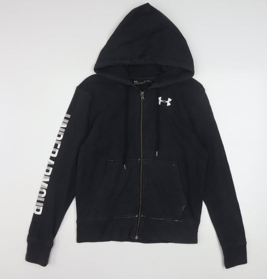 Under Armour Mens Black Full Zip Hoodie Size S Loose Fit Sportswear