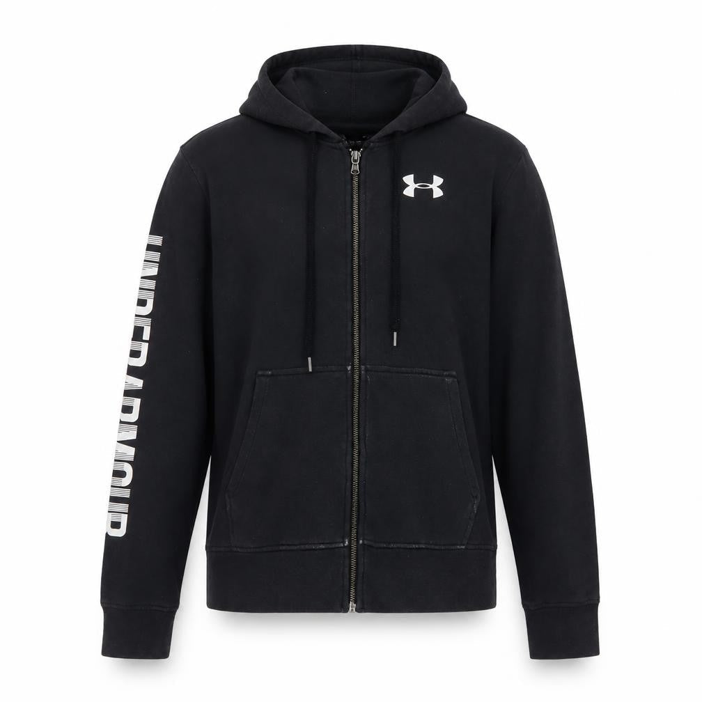 Under Armour Mens Black Full Zip Hoodie Size S Loose Fit Sportswear