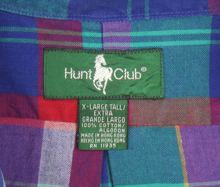Hunt Club Men's Multicoloured Check Cotton Button-Up XL Tall Shirt