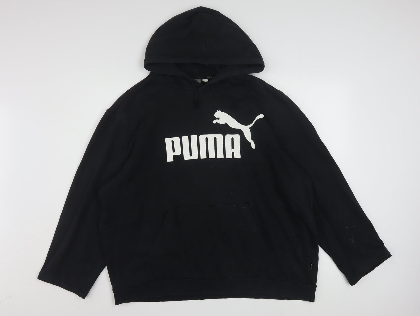 Puma Women Black XL Pullover Hoodie Cotton Blend Logo Sweatshirt