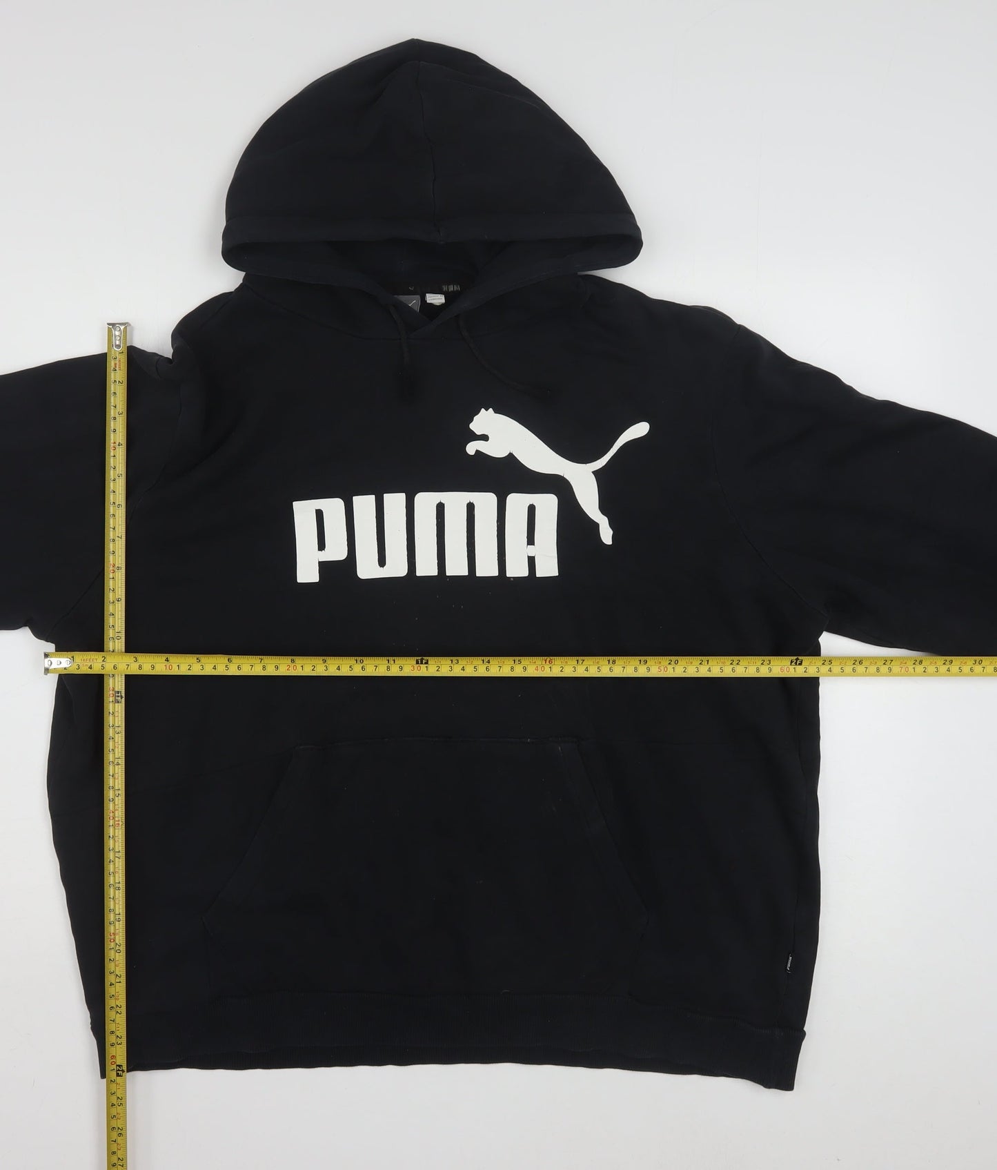 Puma Women Black XL Pullover Hoodie Cotton Blend Logo Sweatshirt