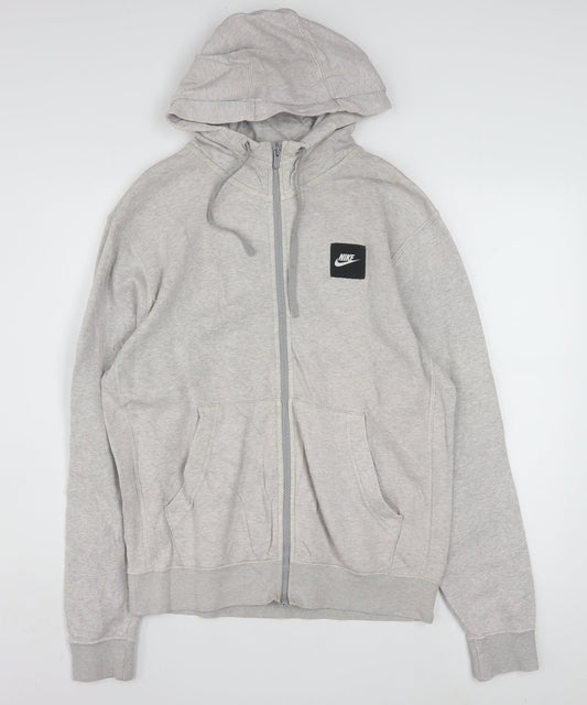 Nike Men's Grey Full Zip Hoodie Small Sportswear Logo