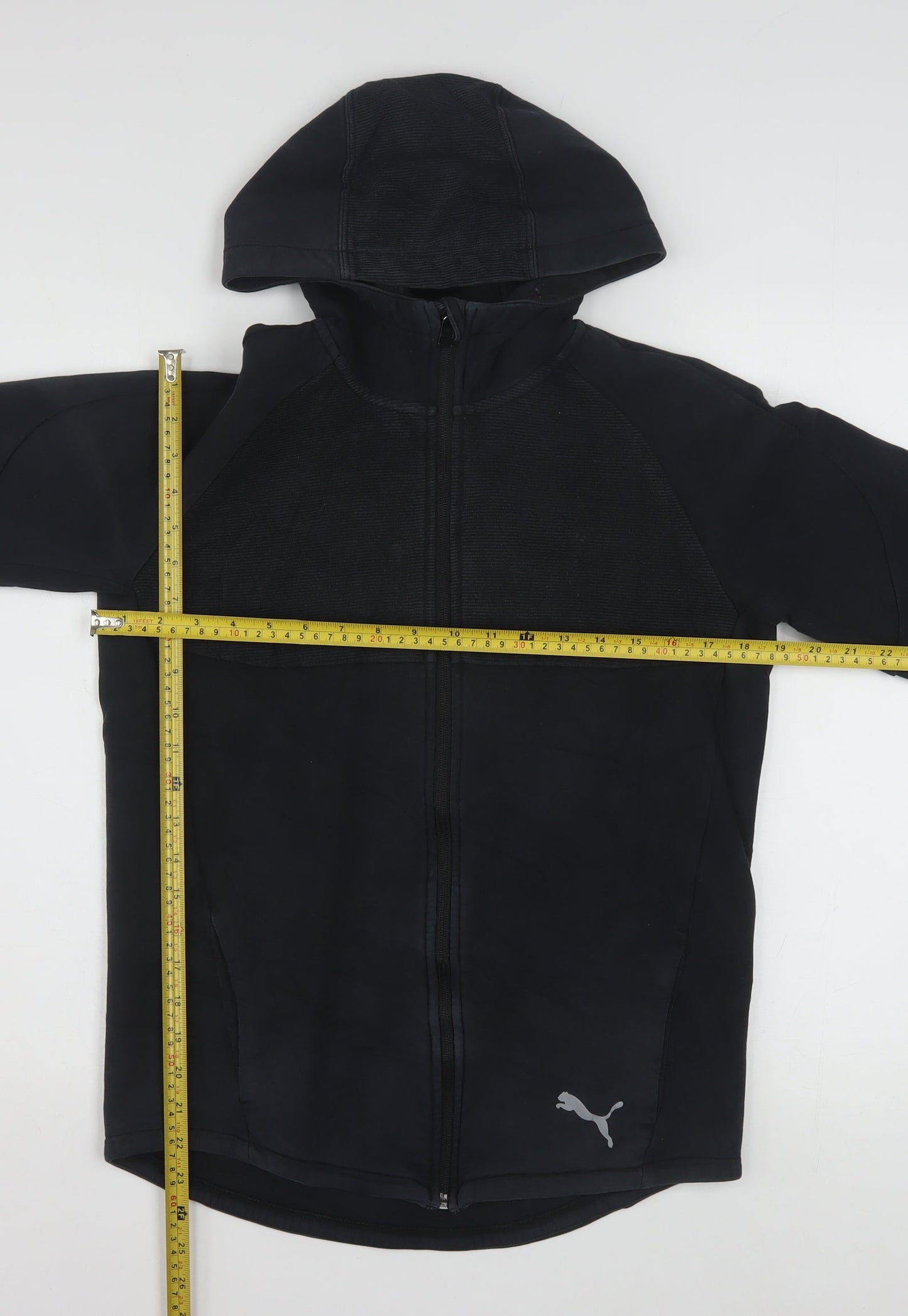 Puma Boys Black Full Zip Hoodie 15-16 Years Sports Logo Jacket