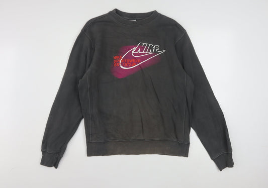 Nike Men's Grey Small Pullover Sweatshirt Crew Neck Logo Print