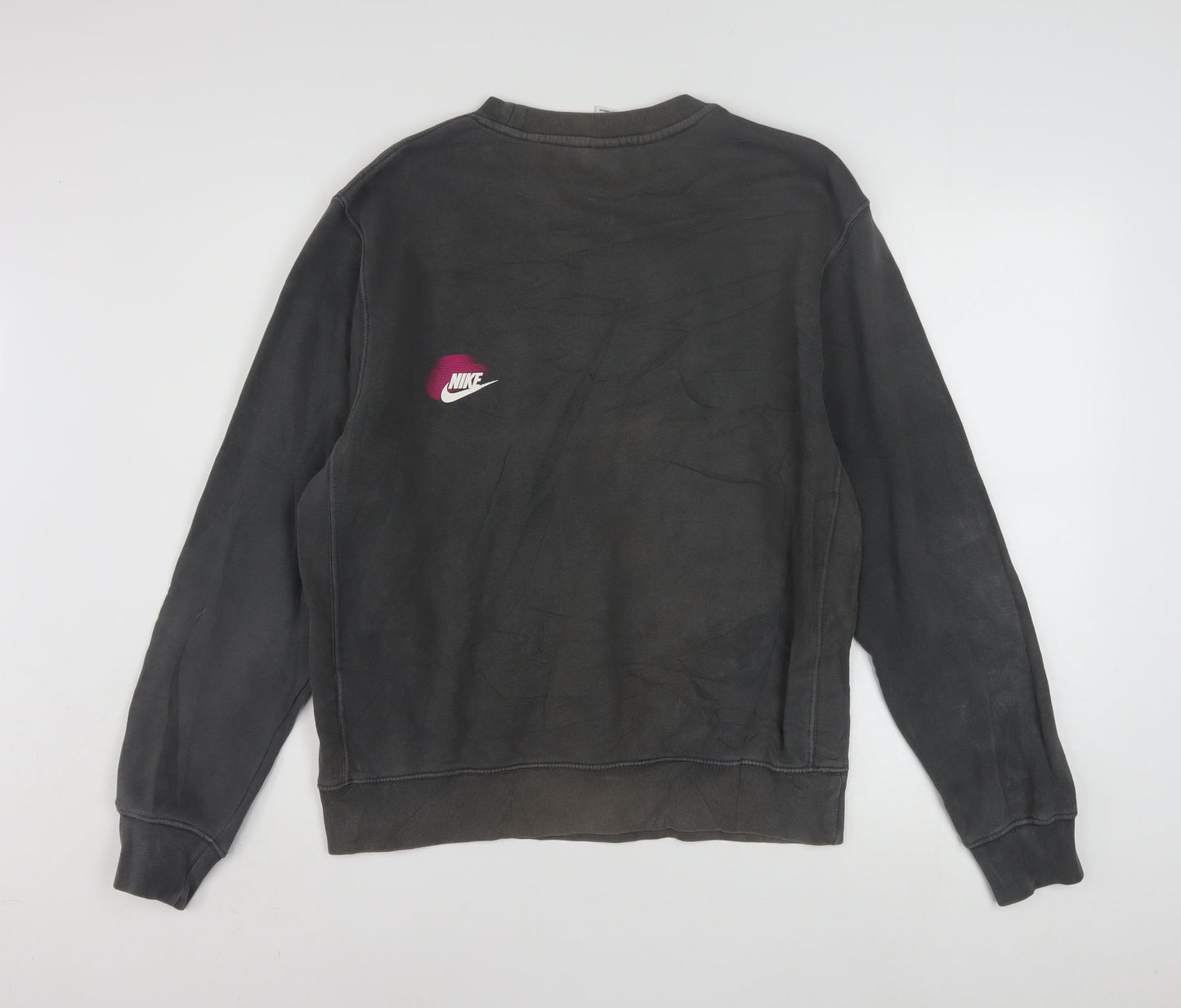 Nike Men's Grey Small Pullover Sweatshirt Crew Neck Logo Print