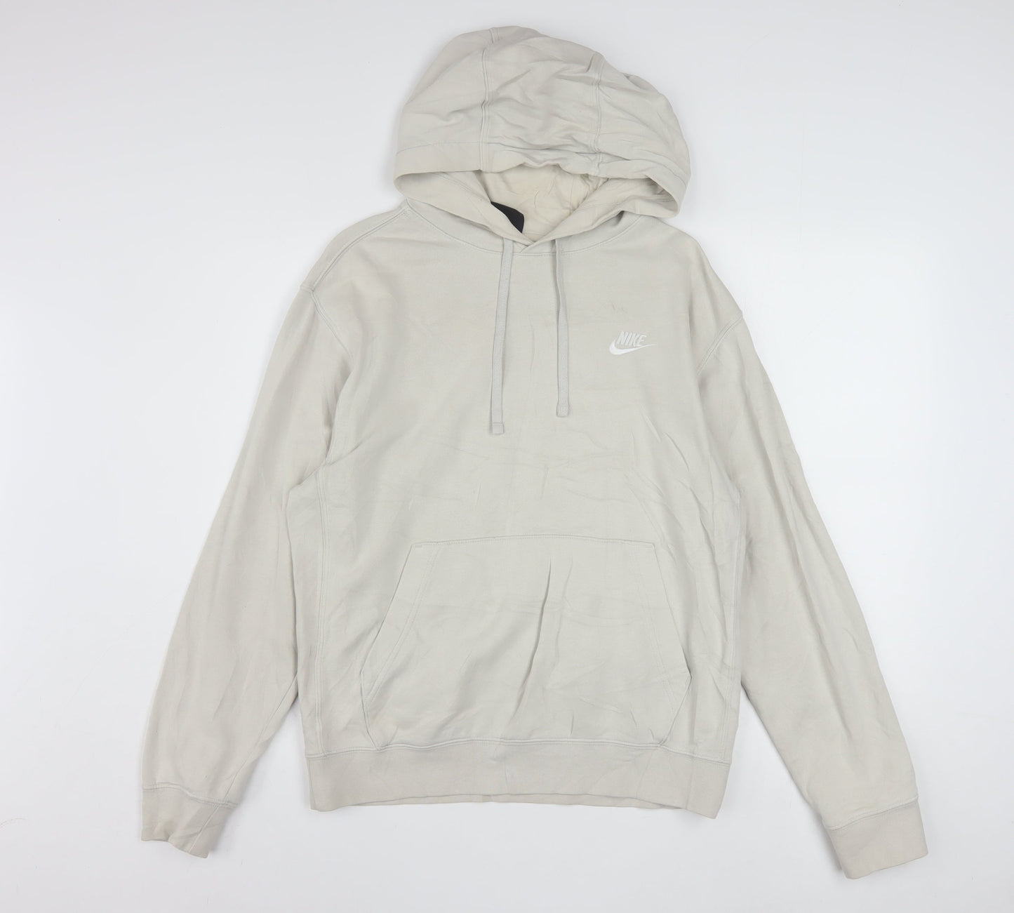 Nike Mens Beige Pullover Hoodie Small Cotton Blend Classic Fit