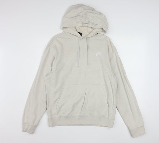 Nike Mens Beige Pullover Hoodie Small Cotton Blend Classic Fit