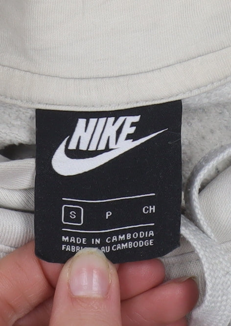 Nike Mens Beige Pullover Hoodie Small Cotton Blend Classic Fit