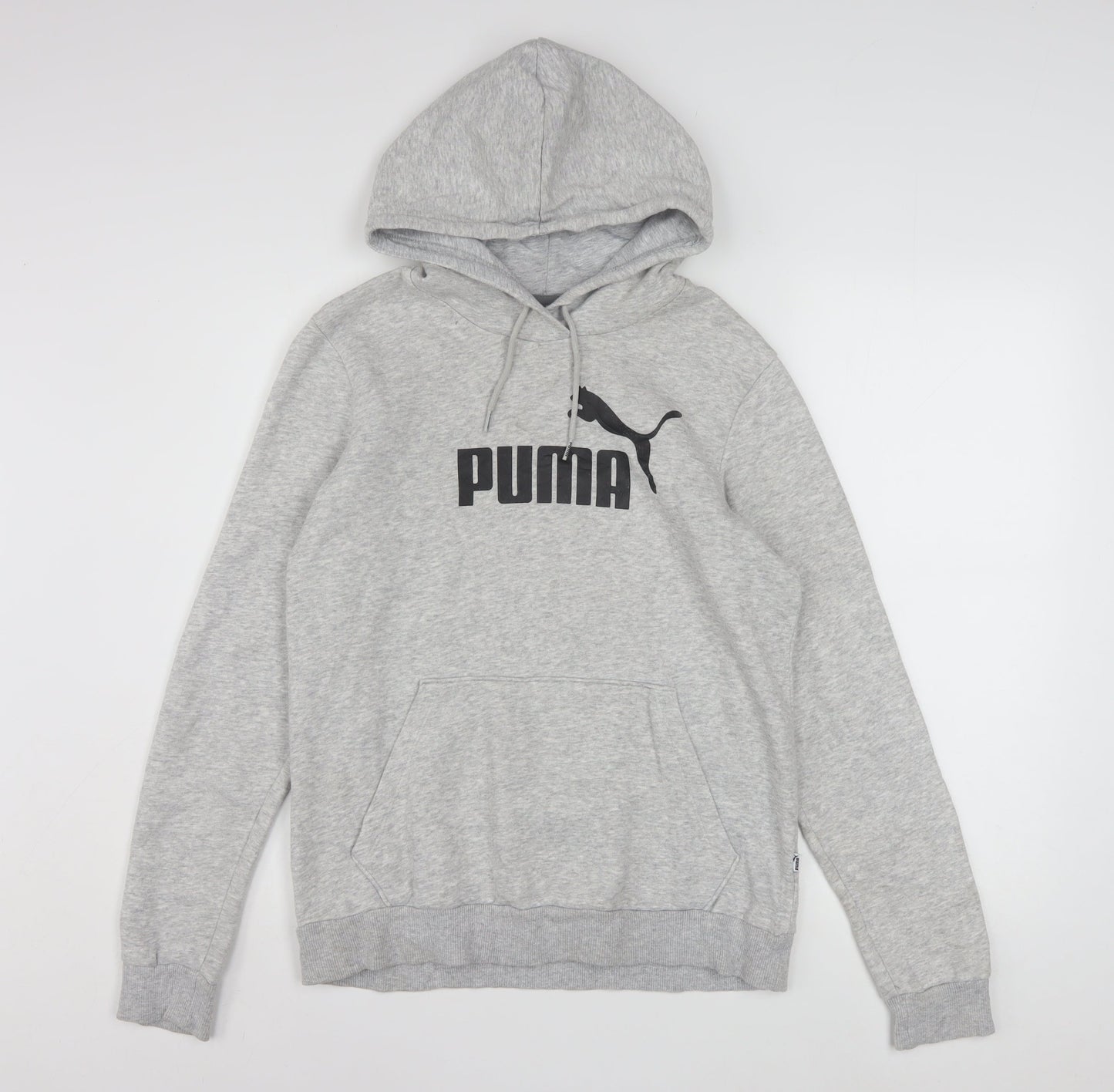 Puma Women Grey Pullover Hoodie Size 14 Graphic Logo Hooded Sweatshirt