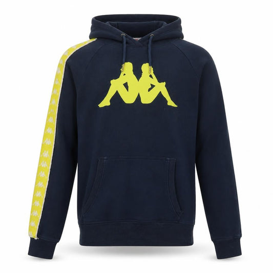Kappa Men’s Blue XS Pullover Hoodie with Logo and Yellow Tape Detail