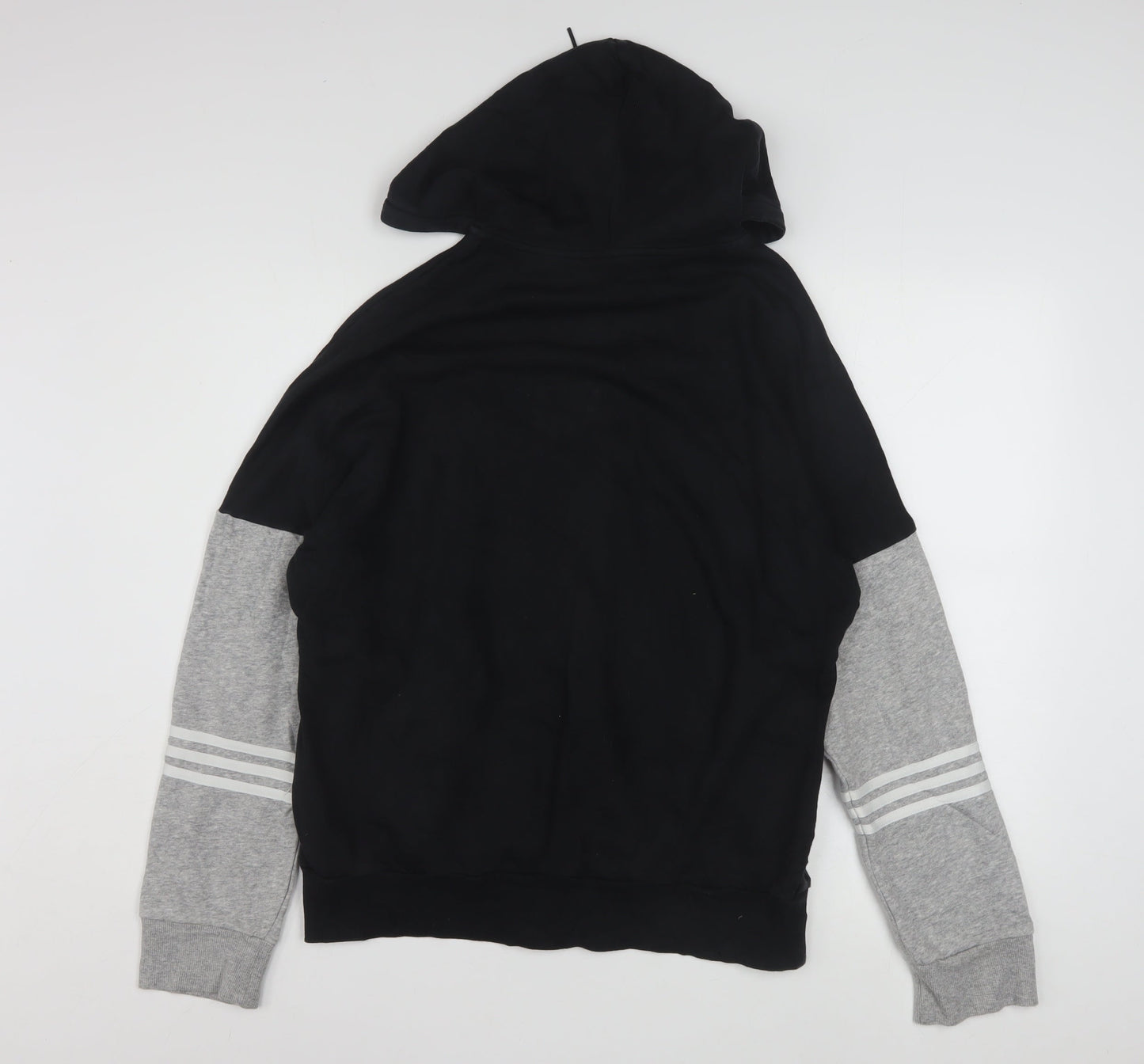 Adidas Women Black Grey Full Zip Hoodie Size 18 L Hooded Sweatshirt