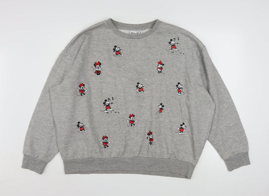 Disney Women’s Grey Mickey & Minnie Mouse XL Pullover Sweatshirt