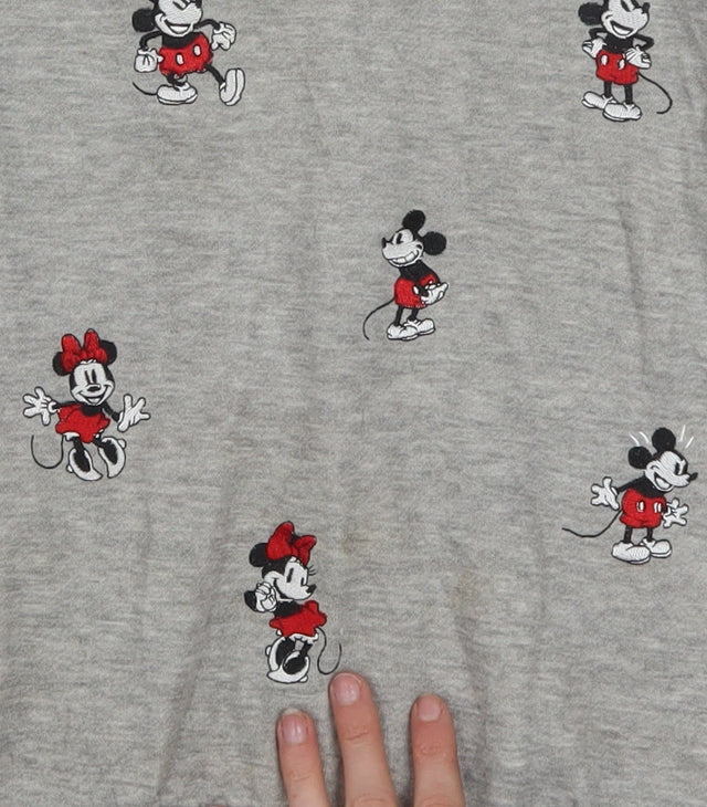 Disney Women’s Grey Mickey & Minnie Mouse XL Pullover Sweatshirt