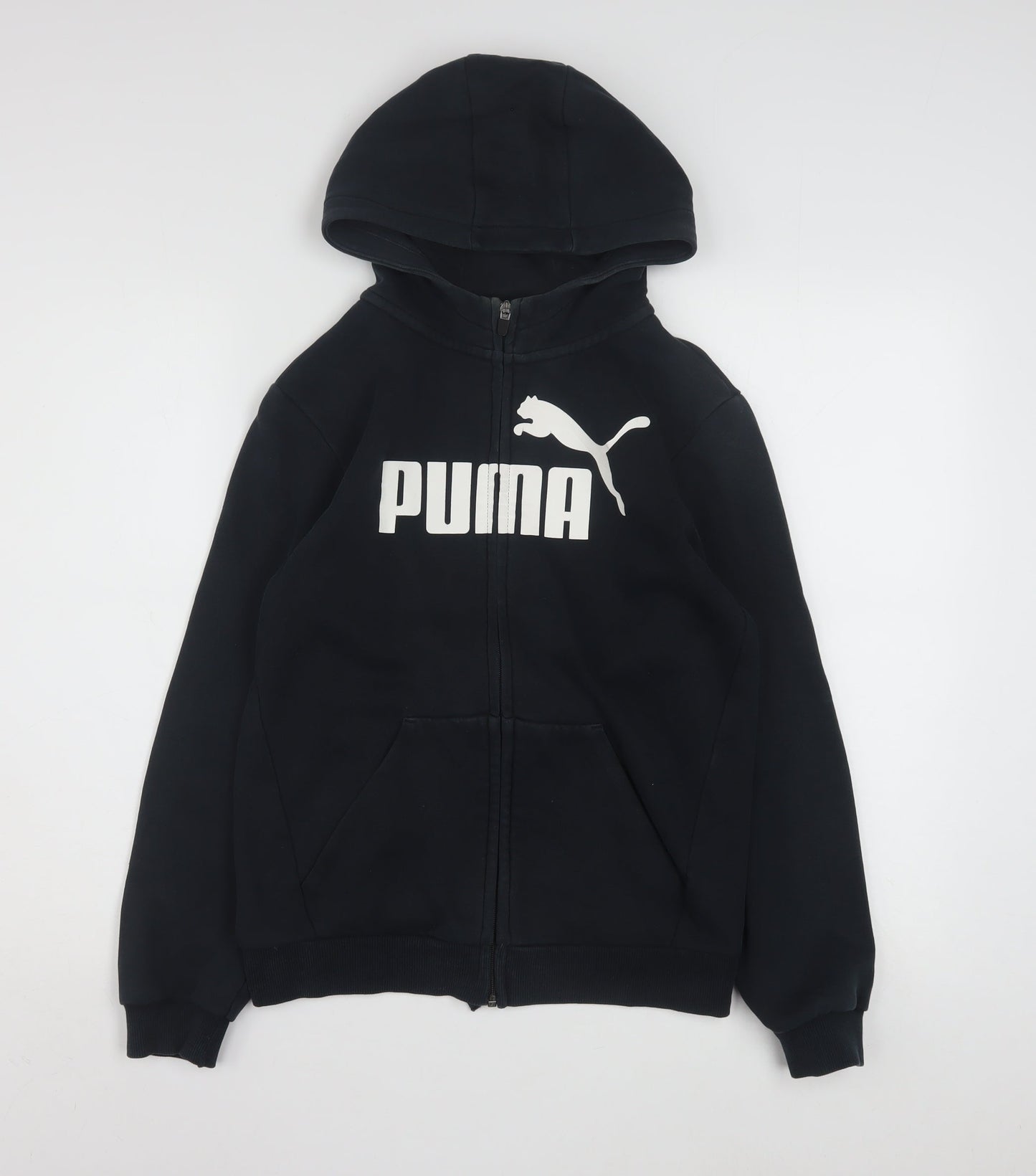 Puma Boys Black Full Zip Hoodie 11-12 Years Fleece Sweatshirt