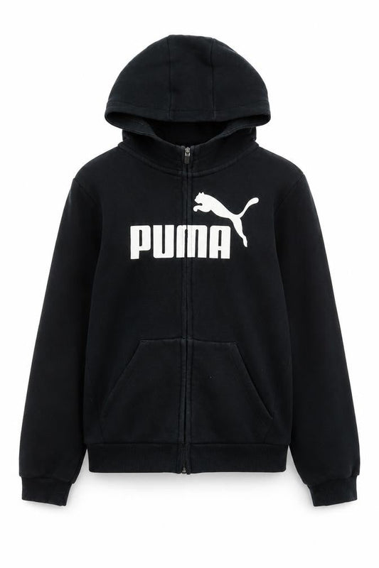Puma Boys Black Full Zip Hoodie 11-12 Years Fleece Sweatshirt