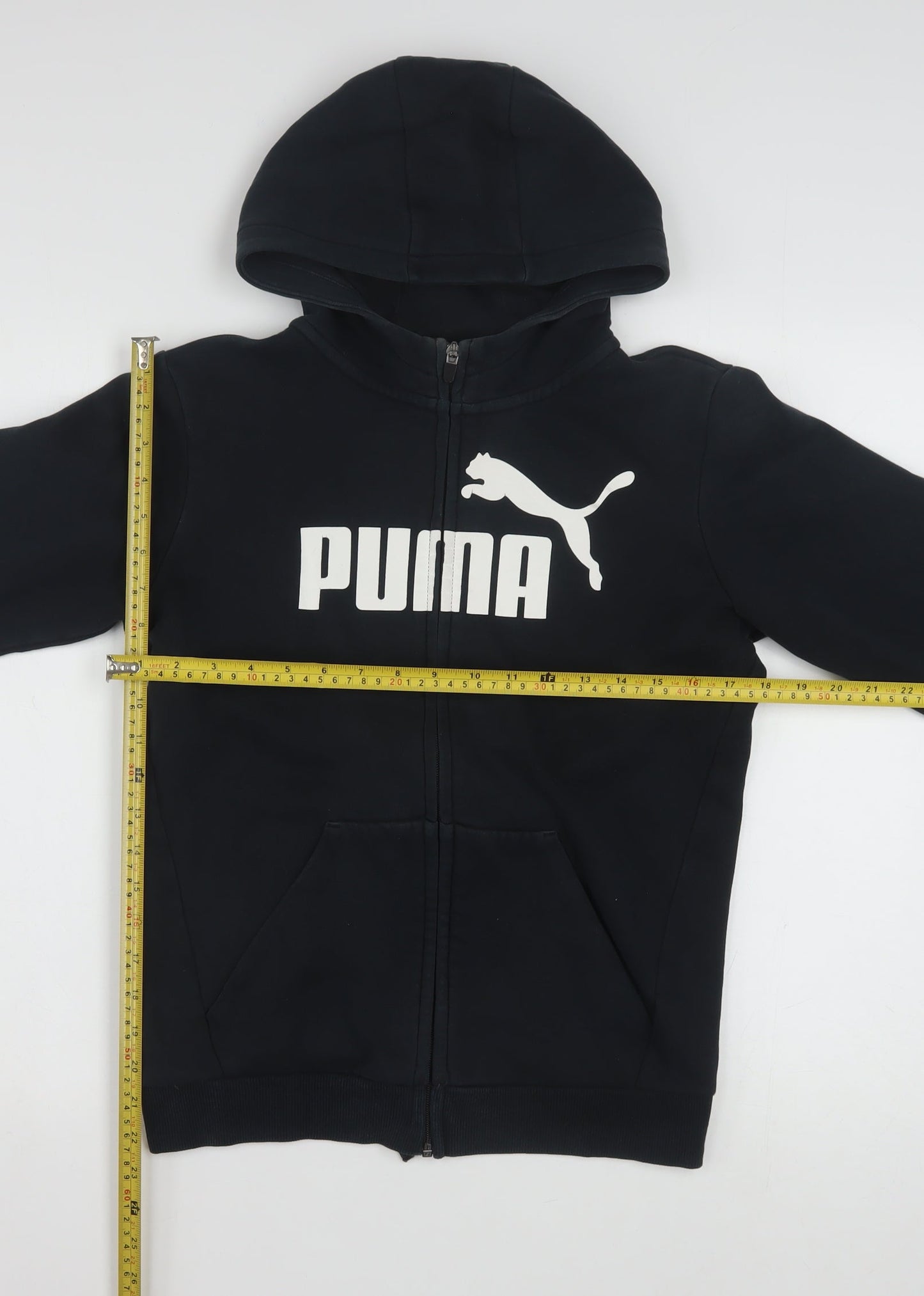 Puma Boys Black Full Zip Hoodie 11-12 Years Fleece Sweatshirt