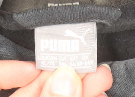 Puma Boys Black Full Zip Hoodie 11-12 Years Fleece Sweatshirt