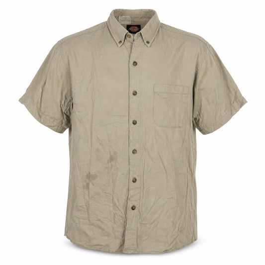 Dickies Men's Beige XL Button-Up Short Sleeve Cotton Shirt