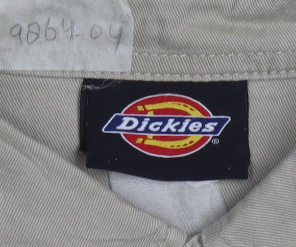 Dickies Men's Beige XL Button-Up Short Sleeve Cotton Shirt