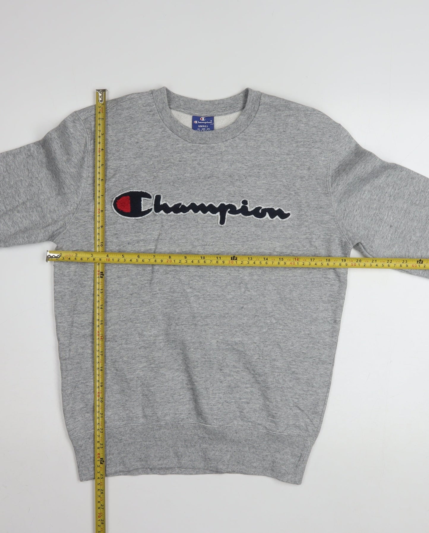 Champion Men Grey Small Pullover Sweatshirt Logo Crew Neck Classic