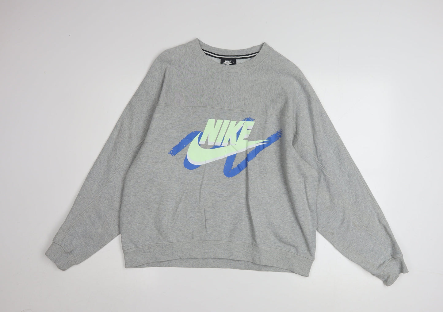 Nike Women’s Grey Graphic Pullover Sweatshirt Small Relaxed Fit
