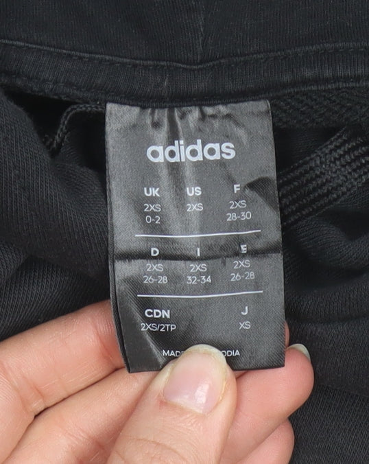 Adidas Women's Black 2XS Pullover Hoodie with Logo Design