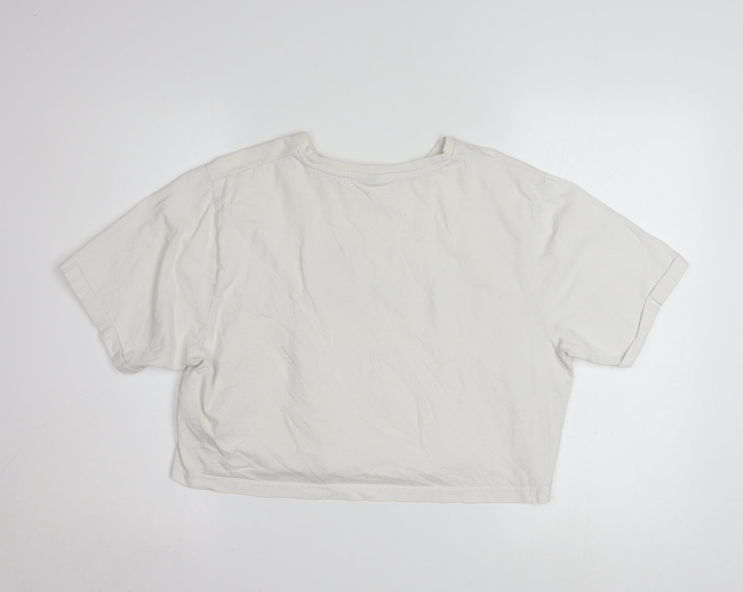 Ellesse Womens White Cropped Logo T-Shirt UK 14