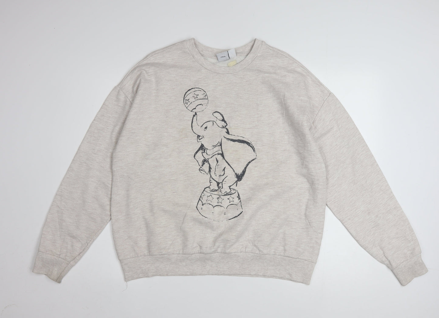 Disney Women Beige Dumbo Sweatshirt Size M 12/14 Crew Neck Pullover