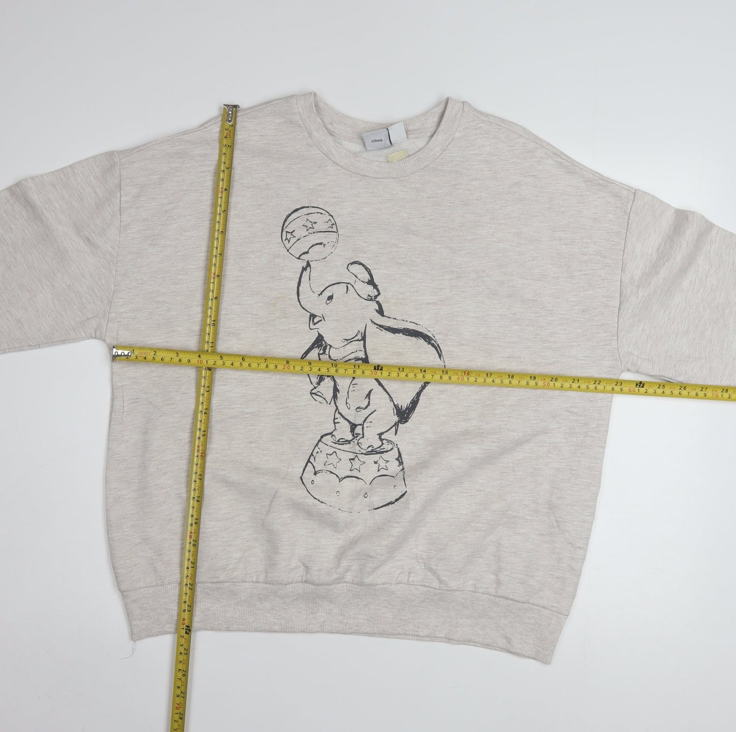 Disney Women Beige Dumbo Sweatshirt Size M 12/14 Crew Neck Pullover