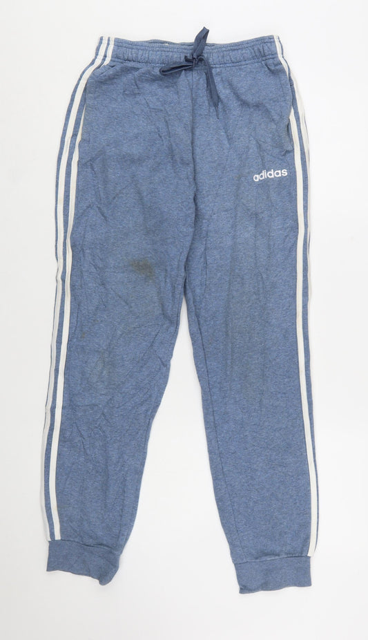 Adidas Mens Blue Small Jogger Sweatpants with Stripes