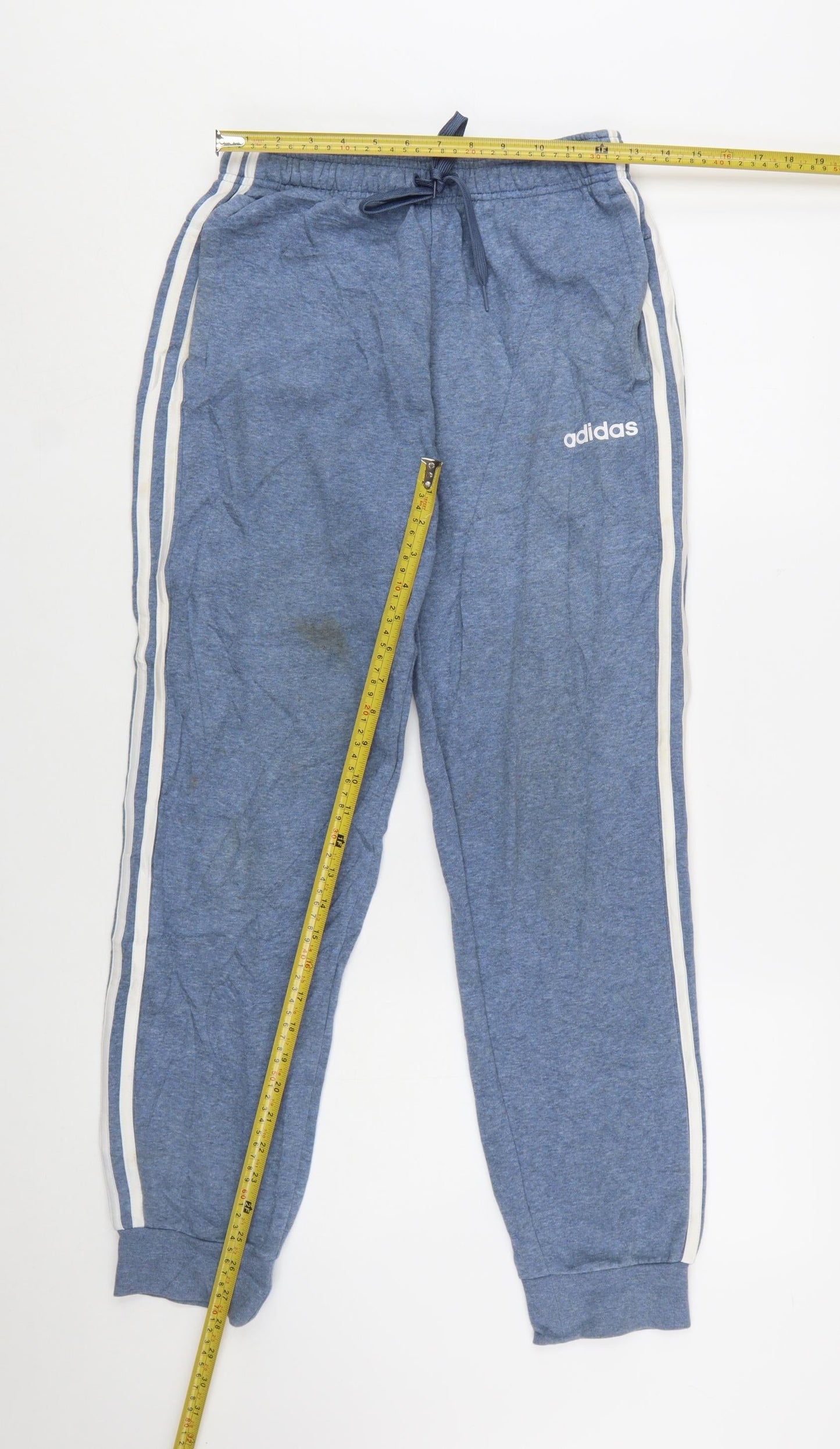 Adidas Mens Blue Small Jogger Sweatpants with Stripes