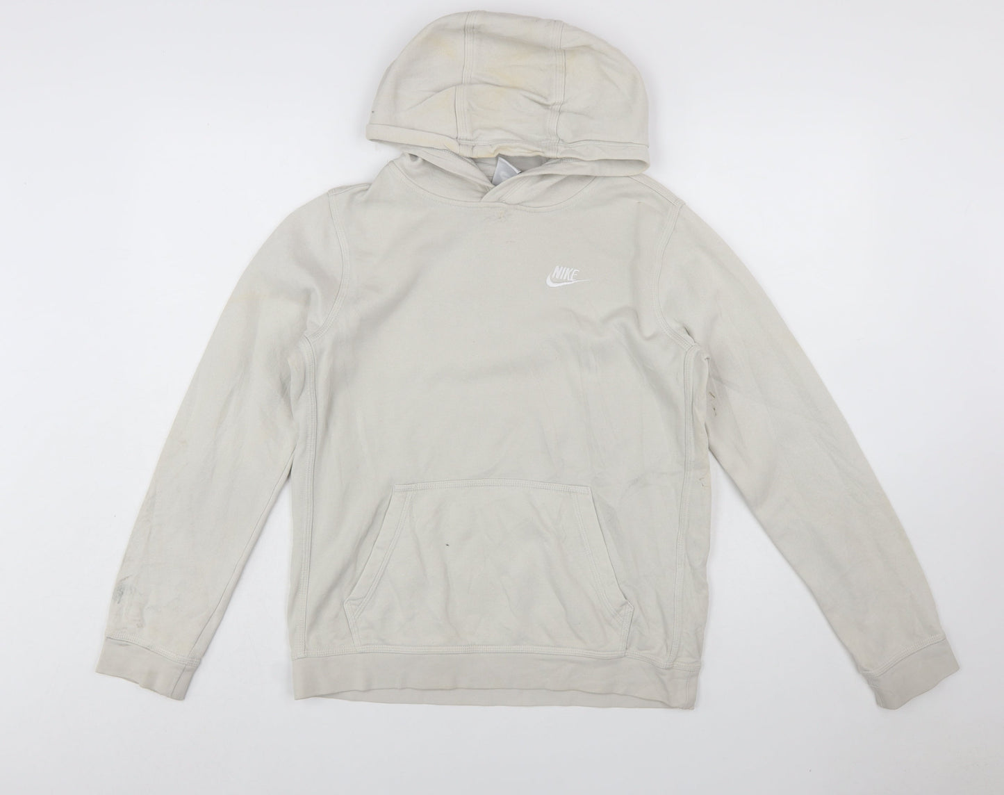 Nike Boys Beige Pullover Hoodie XL (158-170cm) Fleece Cotton Blend