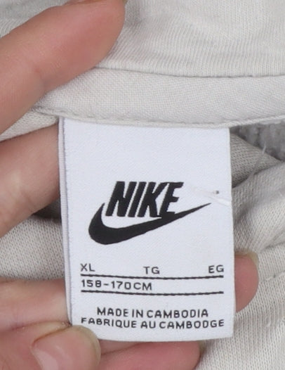 Nike Boys Beige Pullover Hoodie XL (158-170cm) Fleece Cotton Blend