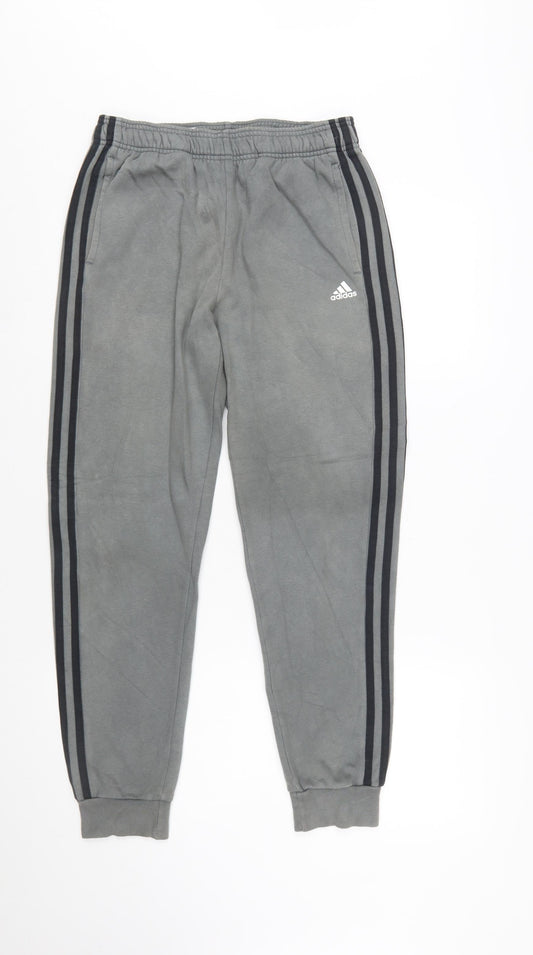 Adidas Boys Grey Jogger Trousers 14 Years Regular Fit Sportswear